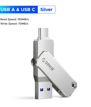 Orico 150MB/s Gen 1 Dual USB-C & USB-A Mini Thumb Drive