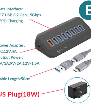 USB 3.2 Type C USB 3.0 Adapter Docking Station with SD Card for Laptop PC