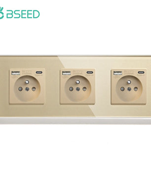 Bseed 16A Glass Panel Single Double Triple Electric Wall Socket