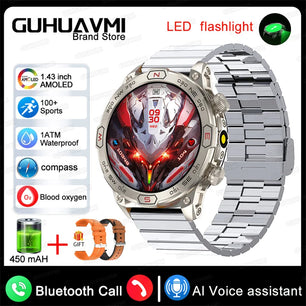 Stainless Steel Waterproof Android Round Shaped Bluetooth Smartwatch