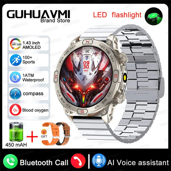 Stainless Steel Waterproof Android Round Shaped Bluetooth Smartwatch