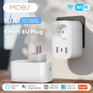 MOES WiFi 16A Plug USB Type-C Power Monitor with Alexa Google Home