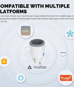 Moes Plastic Panel Voice Control Smart WIFI Power Socket Plug