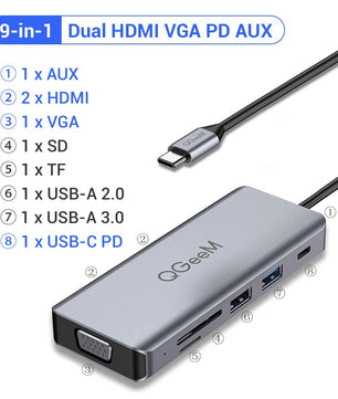 8-IN-1 USB 3.1 Card Reader HDMI USB Splitter Docking Station Hub