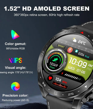 2-In-1 Waterproof Alloy AMOLED Display Smartwatch With Earphones