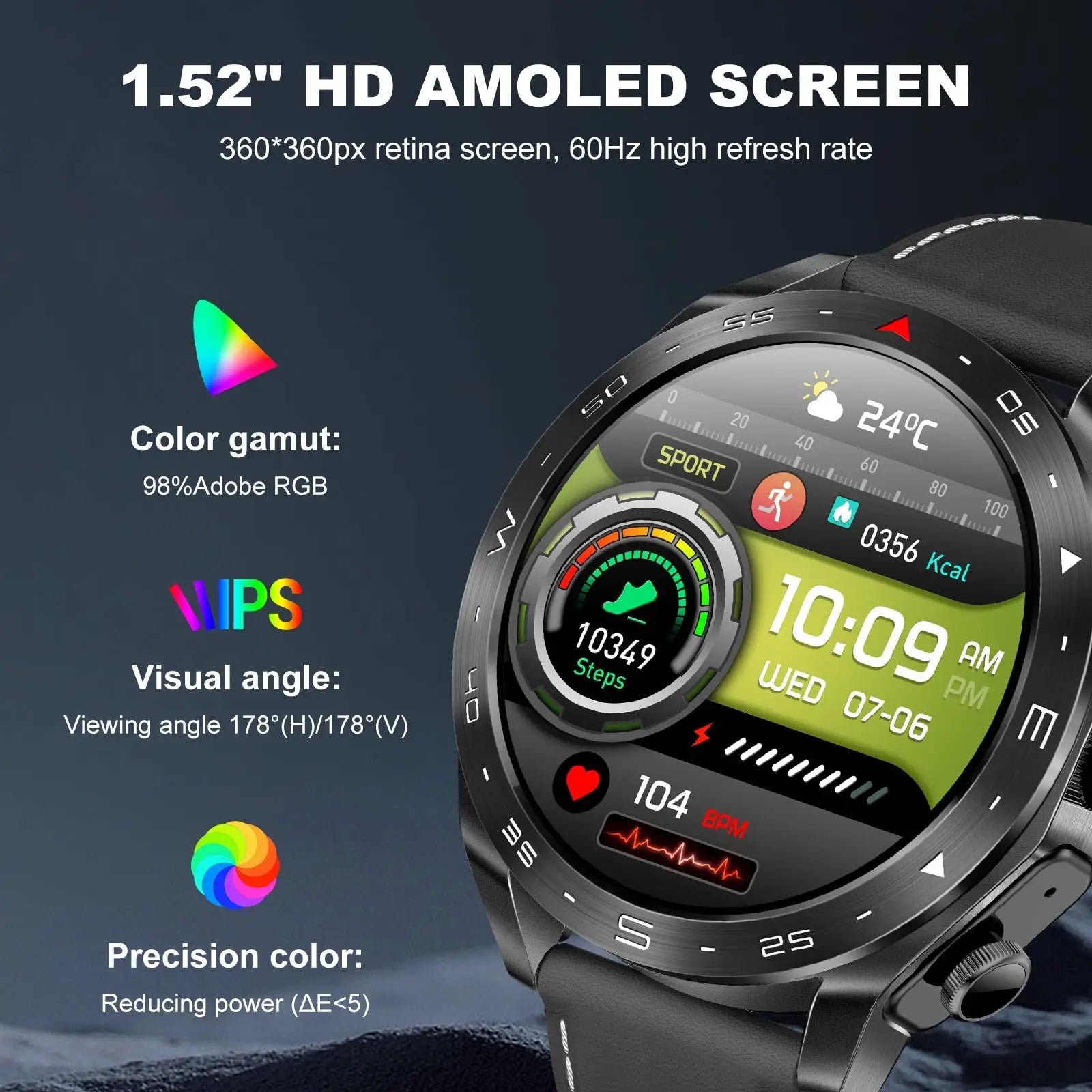 2-In-1 Waterproof Alloy AMOLED Display Smartwatch With Earphones