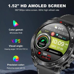 2-In-1 Waterproof Alloy AMOLED Display Smartwatch With Earphones