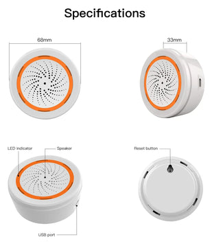 Moes 2.4GHz Plastic Smart Home Security Sound Light Siren Sensor