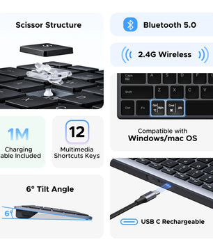 Ugreen 99 Keys USB Rechargeable Bluetooth Wireless Keyboard