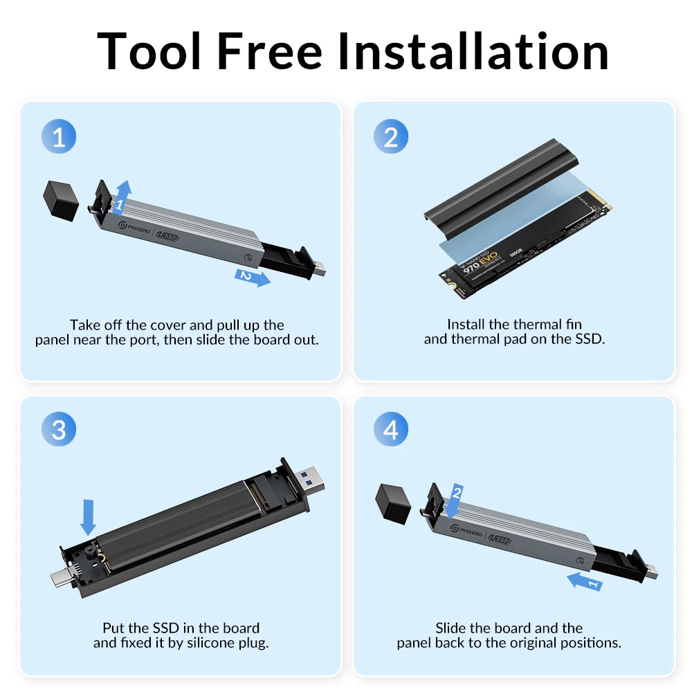 Dual Protocols M.2 NVME External Solid State Drive For Laptop