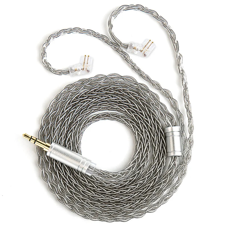 Silver Pleated Copper Flexible Enhanced Durability Headphone Cable