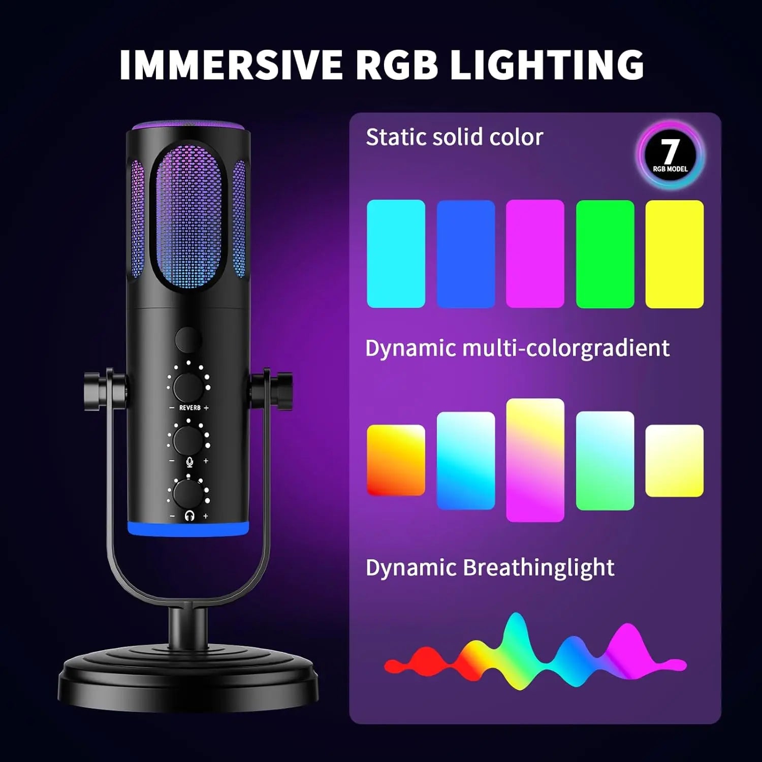 Plastic High Quality Gaming Microphone for PC with RGB Lights