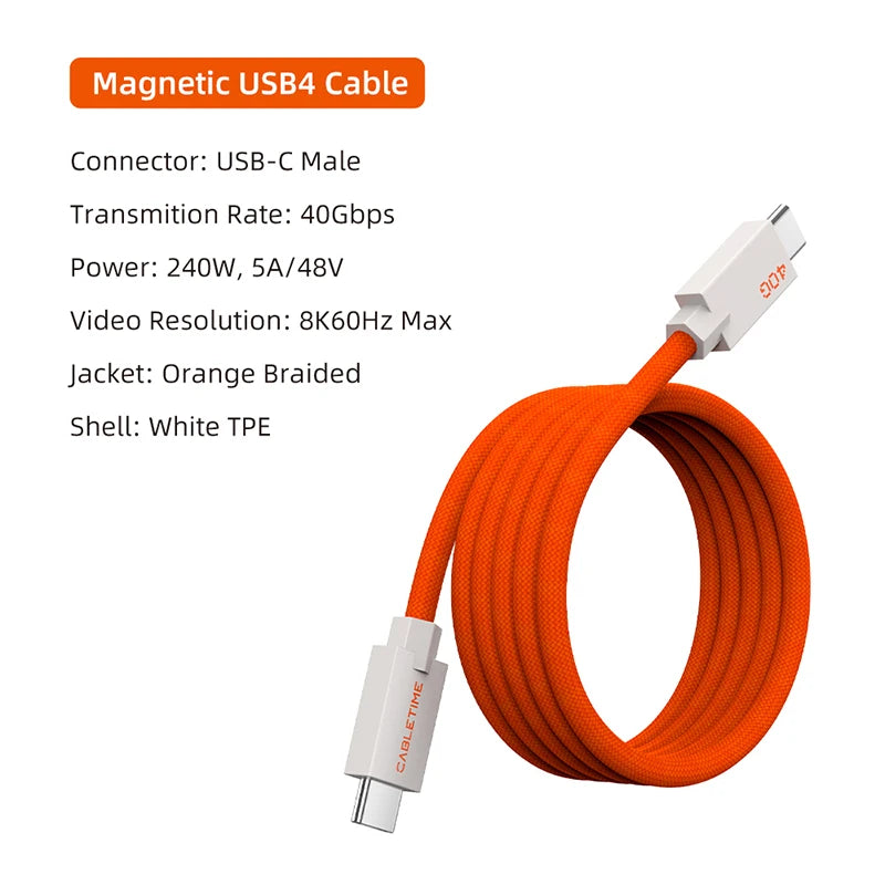 80Gbps Aluminum Alloy USB4 PD240W Type-C Fast Charging Cable