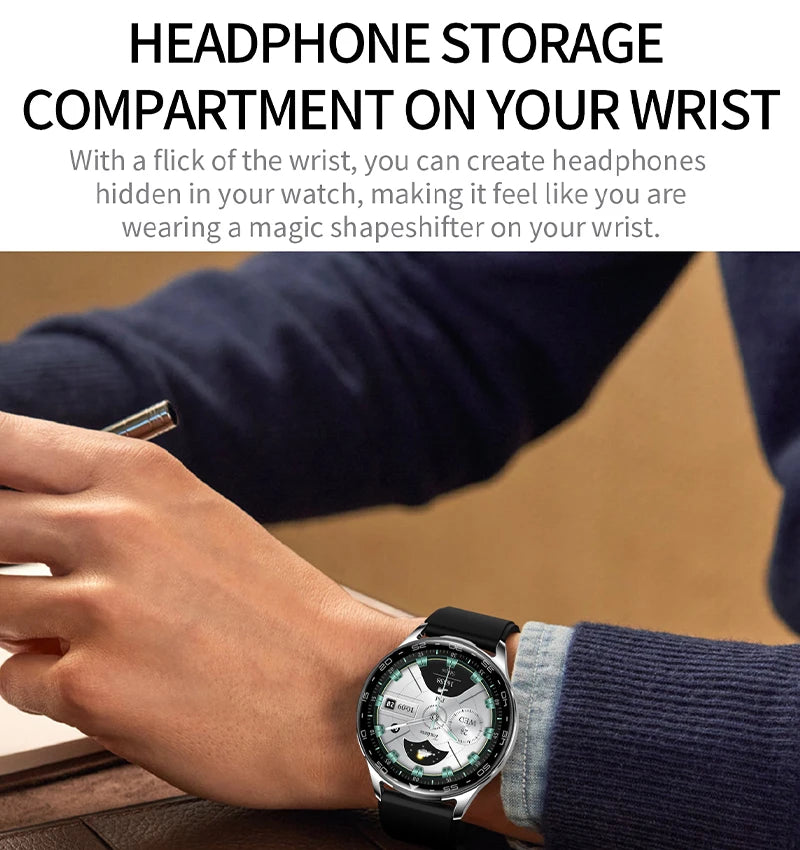 2-In-1 Bluetooth Earphones With Alloy AMOLED Display Smartwatch