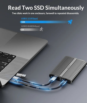 3.0 Type C External HD Hard Drive Disk Enclosure Dual Bay Storage Box
