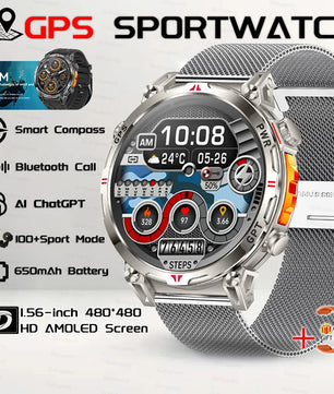 Steel Android Round Shape Waterproof On-Wrist Smartwatch