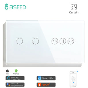 Bseed 10A 3 Gang Crystal Glass Panel Wall Light Touch Switch