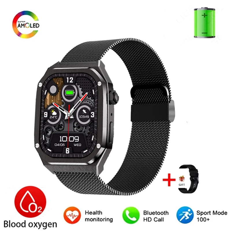 Silica Gel Waterproof Amoled Full Touch Screen Bluetooth Smartwatch