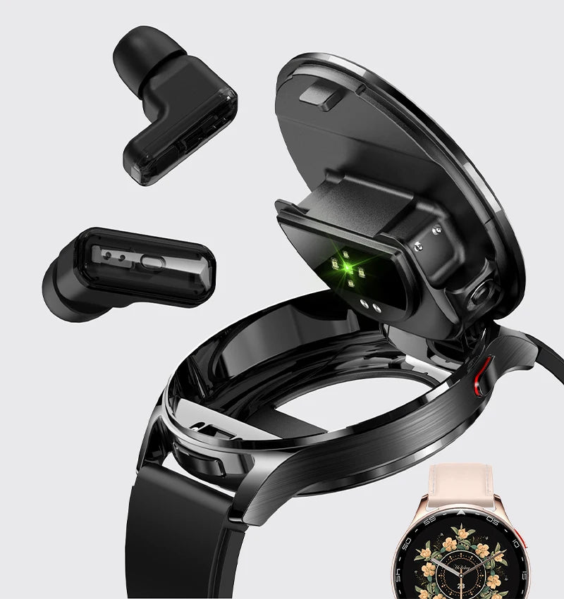 2-In-1 Bluetooth Earphones With Alloy AMOLED Display Smartwatch