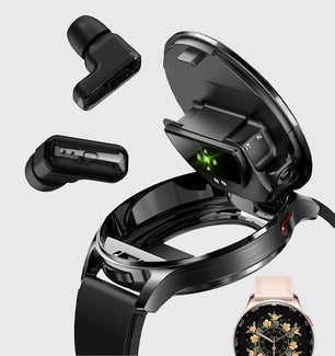 2-In-1 Bluetooth Earphones With Alloy AMOLED Display Smartwatch
