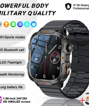 Fine Steel Waterproof Android Square Shaped Amoled Screen Smartwatch