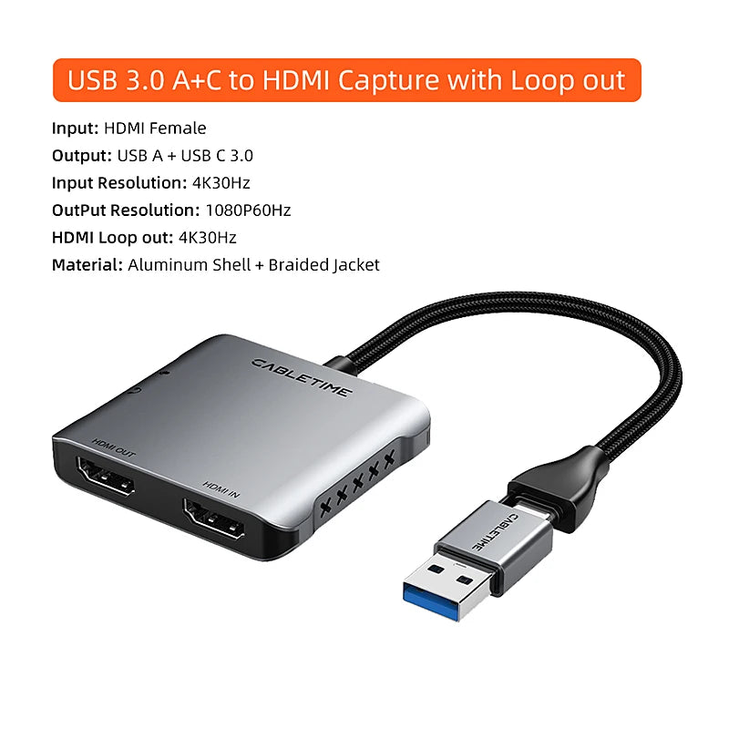 30Hz USB 3.0 HDMI Compatible Gaming Video Capture Card