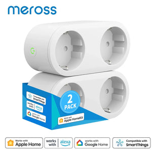 Meross Plastic Panel Remote Control Smart Power Dual Socket Plug