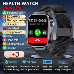 Fine Steel Waterproof Android Square Shaped Bluetooth Smartwatch