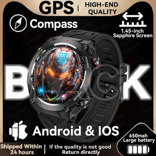 Silica Gel Waterproof Android Round Shaped Amoled Screen Smartwatch