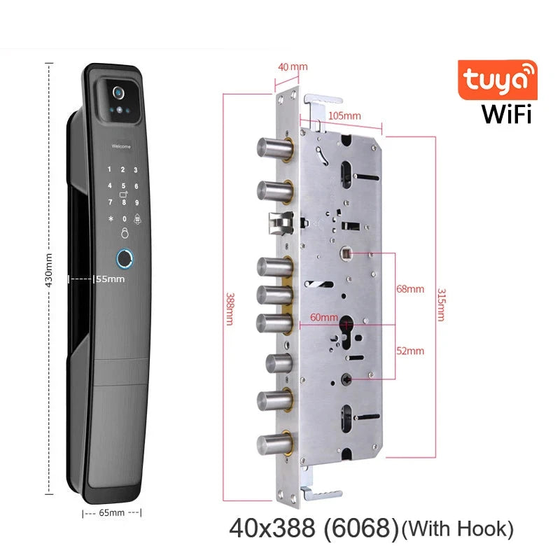 RAYKUBE DF5 Tuya WiFi Camera Fingerprint Electronic Smart Lock