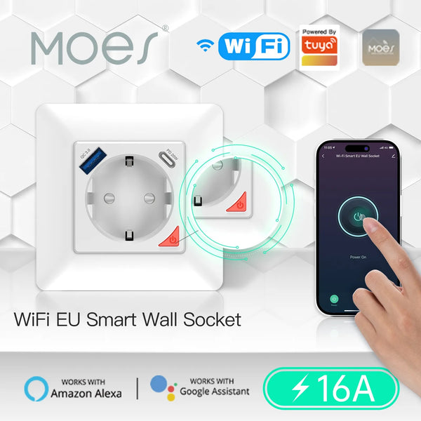 Moes Plastic Panel Wireless WIFI Control Smart Power Socket