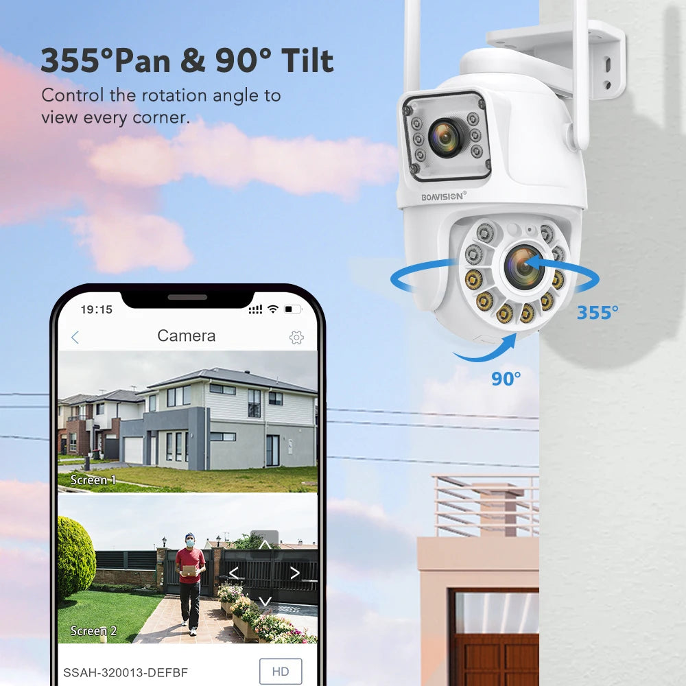 Boavision 4MP Dual Lens Auto Tracking Two Way Security Camera