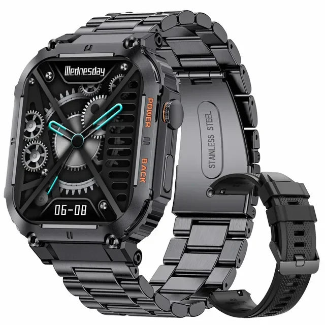 Silica Gel Waterproof Touch Screen Bluetooth Square Smartwatch