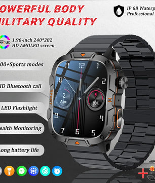 Fine Steel Waterproof Android Square Shaped Amoled Screen Smartwatch