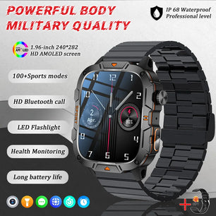 Fine Steel Waterproof Android Square Shaped Amoled Screen Smartwatch
