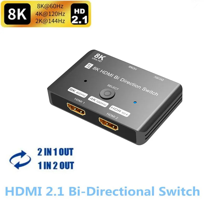 8K Aluminum Alloy HDMI-Compatible Splitter Docking Station Hub
