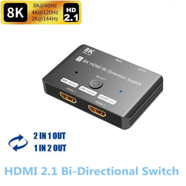8K Aluminum Alloy HDMI-Compatible Splitter Docking Station Hub
