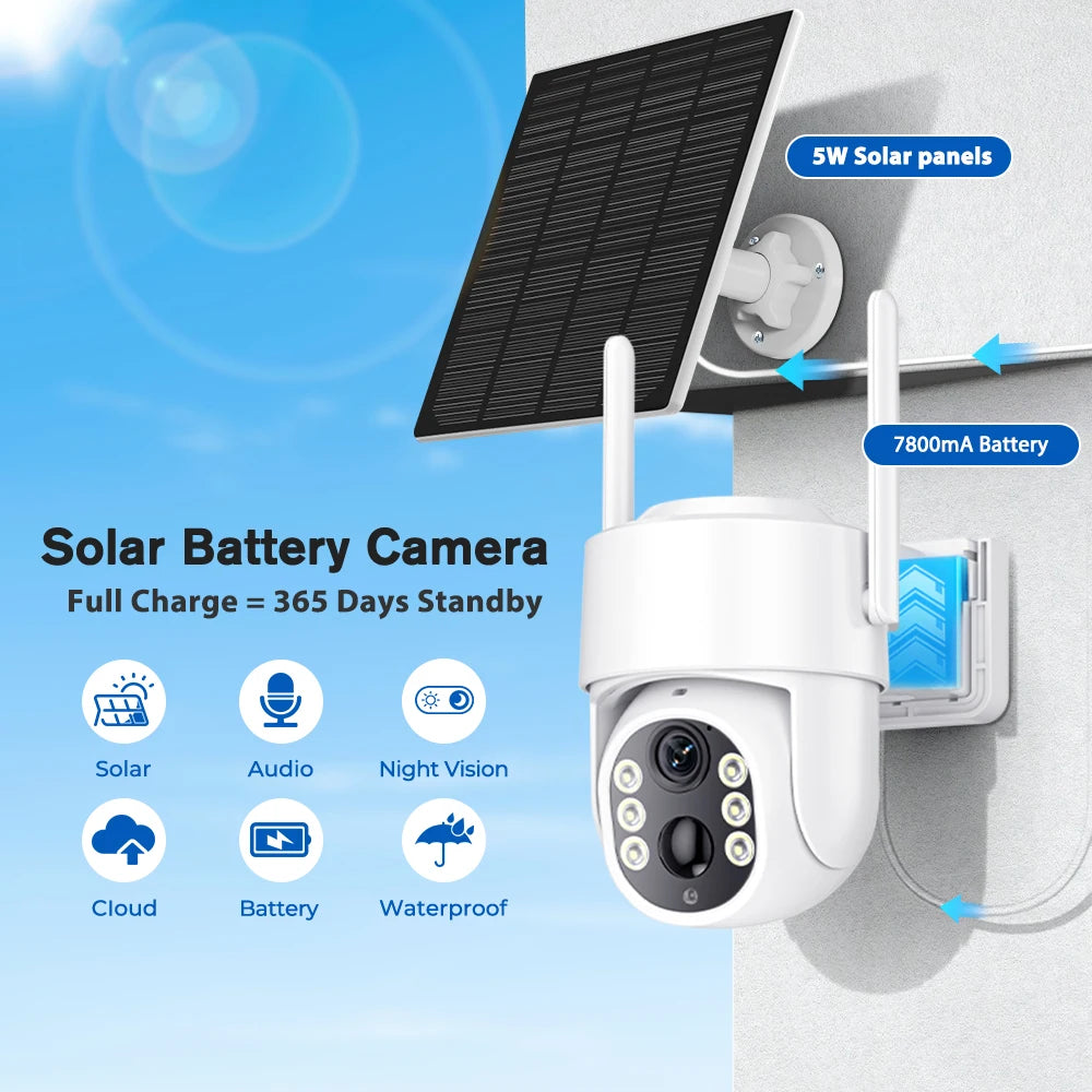 5MP 7800mAh HD Wireless Solar Outdoor Wifi Surveillance Camera