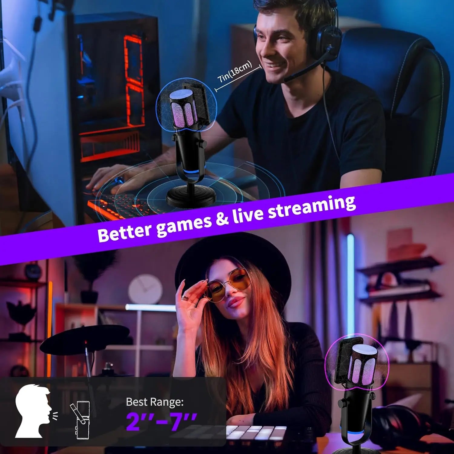 Plastic High Quality Gaming Microphone for PC with RGB Lights