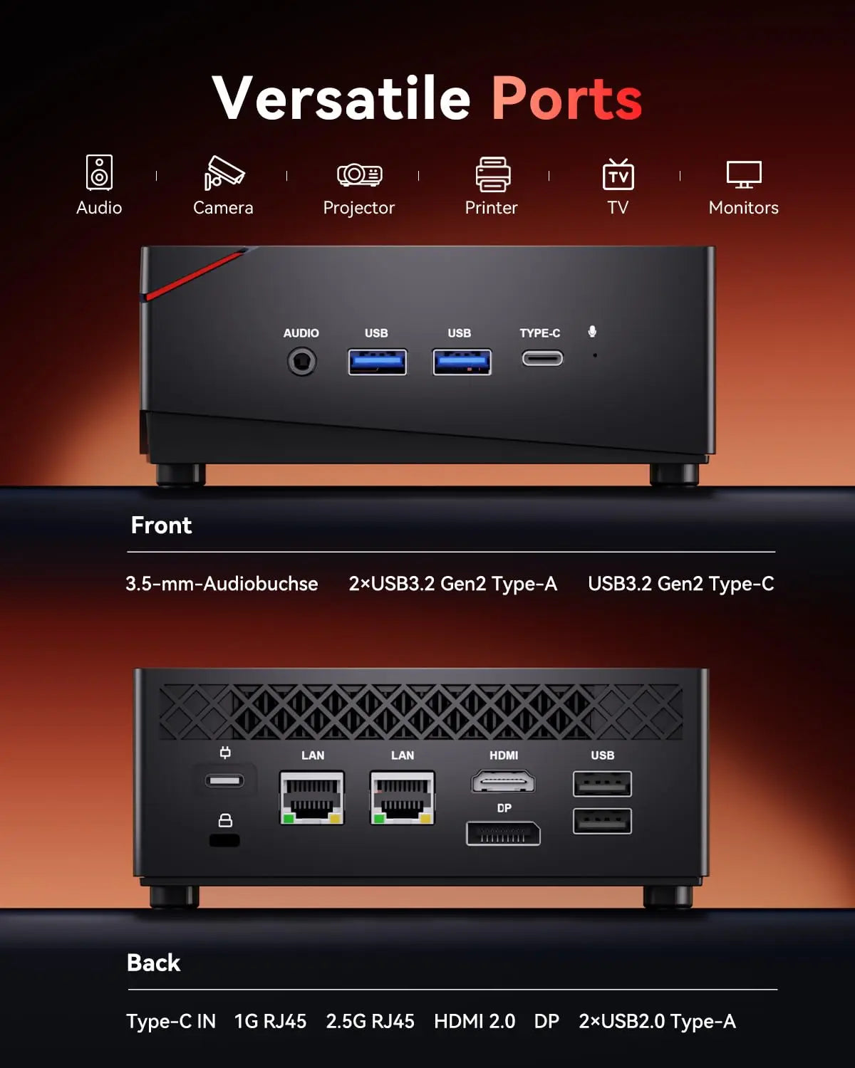 ACEMAGIC 16GB RAM 512GB SSD AMD Dual M.2 Office Desktop PC