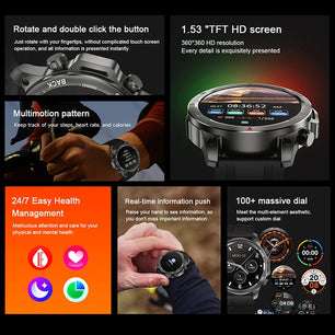Alloy Waterproof Android Round Shaped Bluetooth Smartwatch