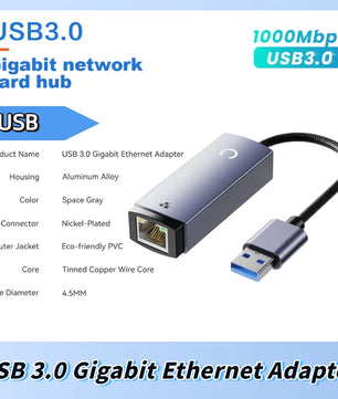RJ45 USB 3.0 2.4GHz 1000Mbps USB Type C Adapter For MacBook