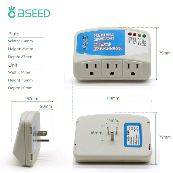 Bseed 12A Alloy Surge Protector Voltage Moulded Case Wall Socket