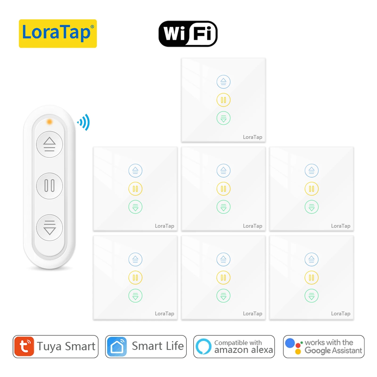 LoraTap 240V 600W Plastic WiFi Rolling Blinds Curtain Switch