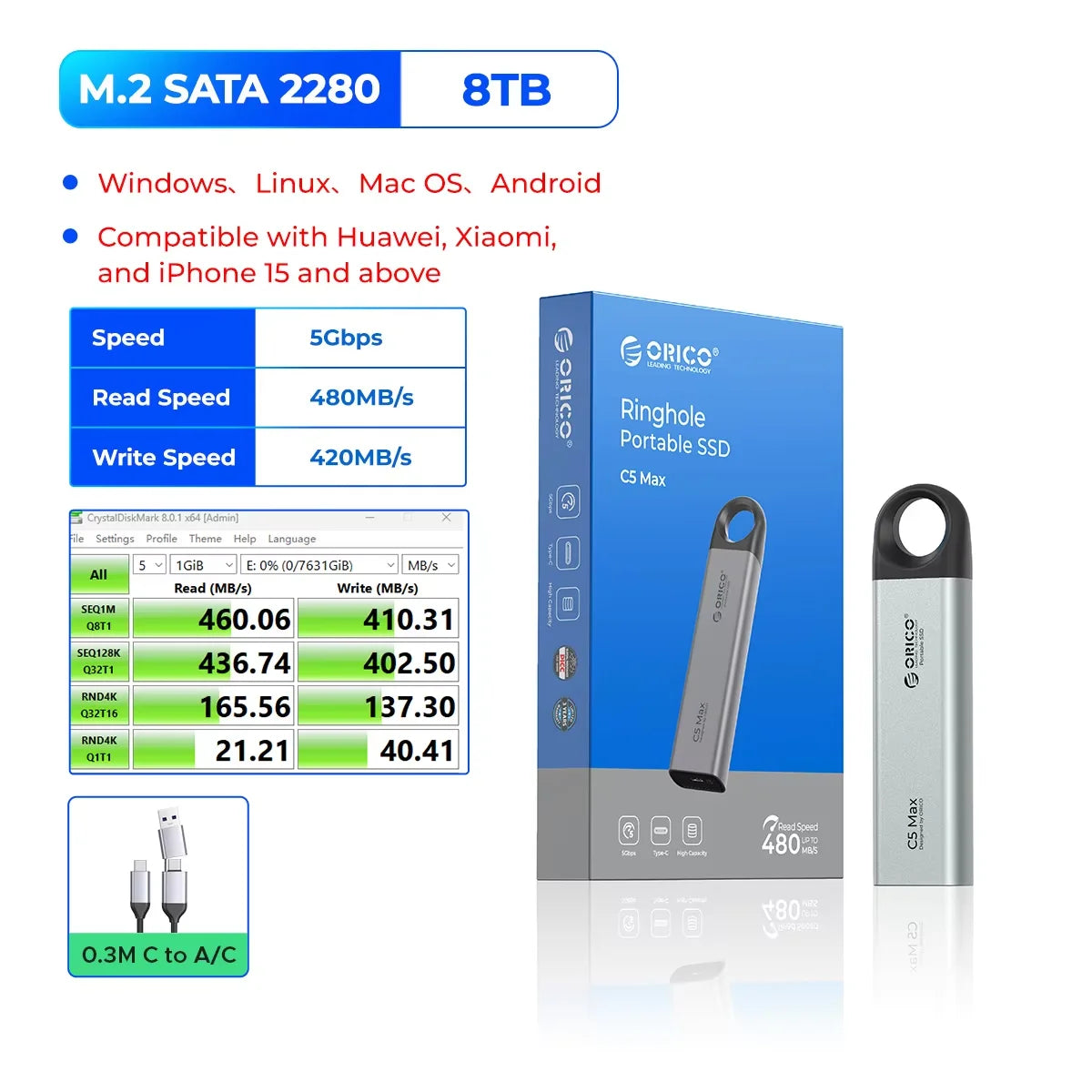 460MB/s Speed External Solid State Drive For Laptop And Desktop