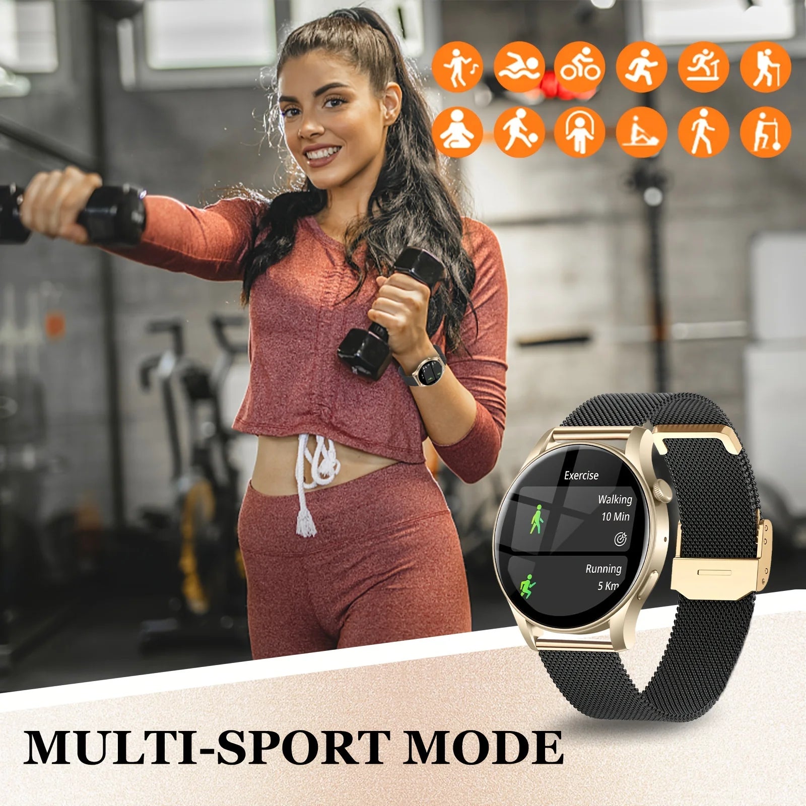 Alloy Waterproof Amoled Full Touch Screen Android Round Smartwatch
