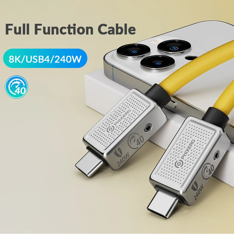 40Gbps Aluminum Alloy PD240W Type-C Fast Charging Cable