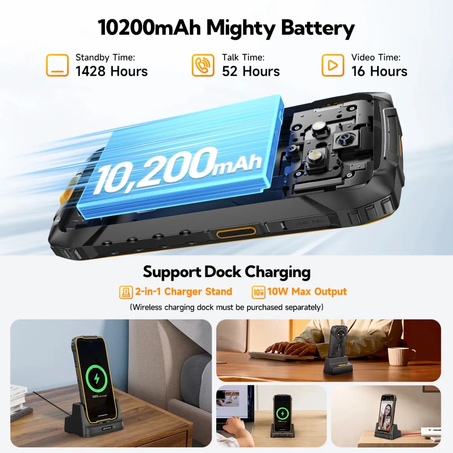 10200mAh 6.56" 512GB Android RugKing 4 Pro 4G Rugged Smartphone