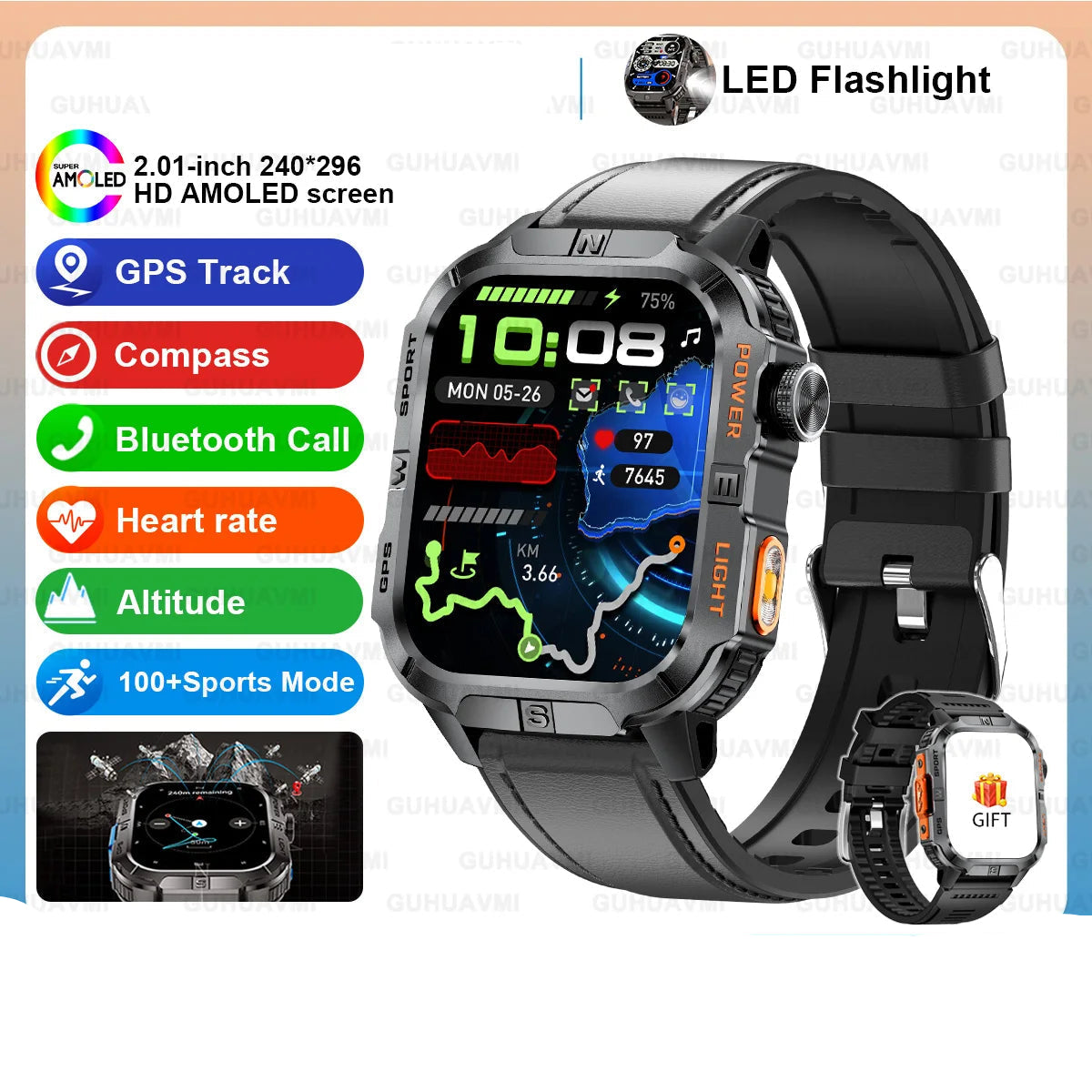 Alloy Waterproof Android Square Shape On-Wrist Smartwatch