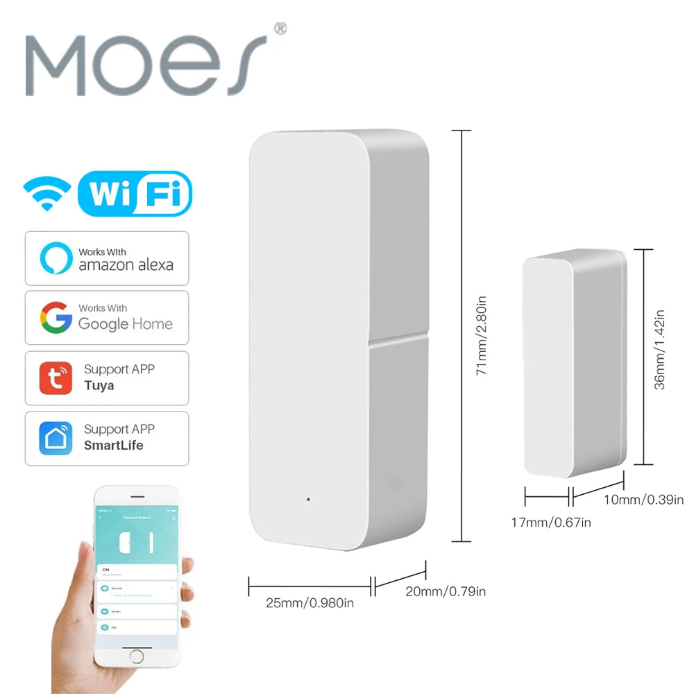 Moes Plastic 2.4GHz Smart Wireless WiFi Door Window Sensor